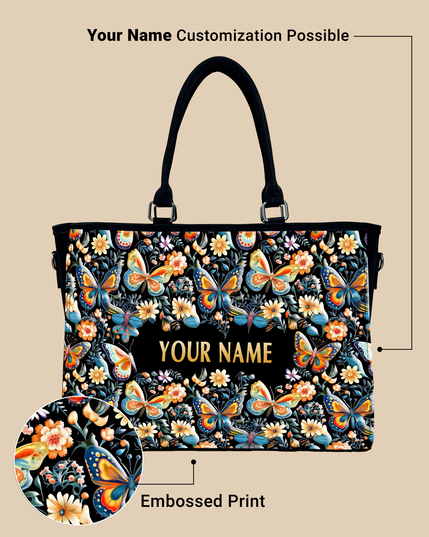 Blossom Colorful Butterflies Oversized Tote