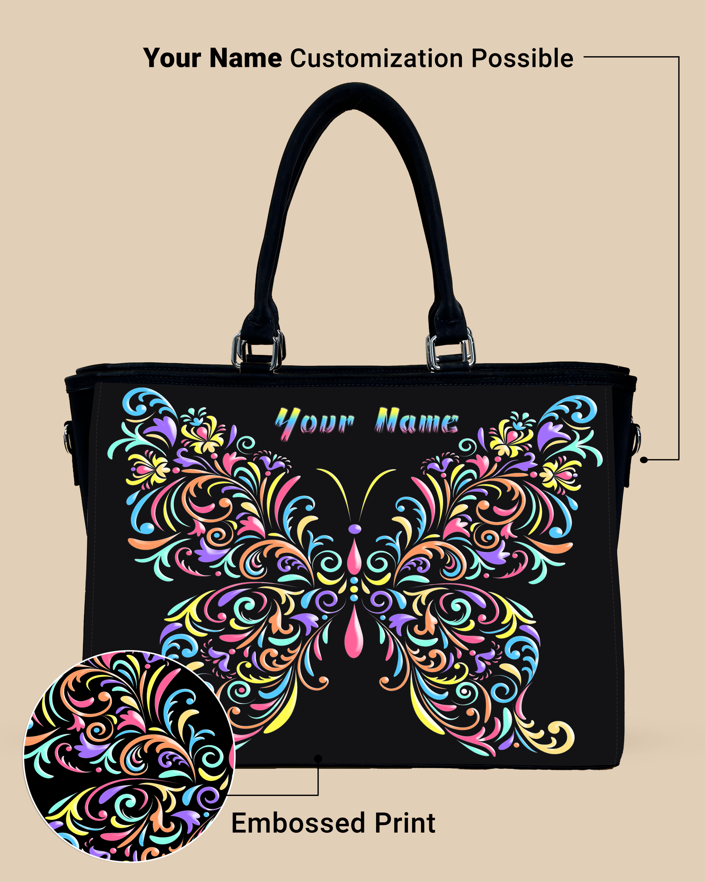 Colorful butterfly Pattern Oversized Tote