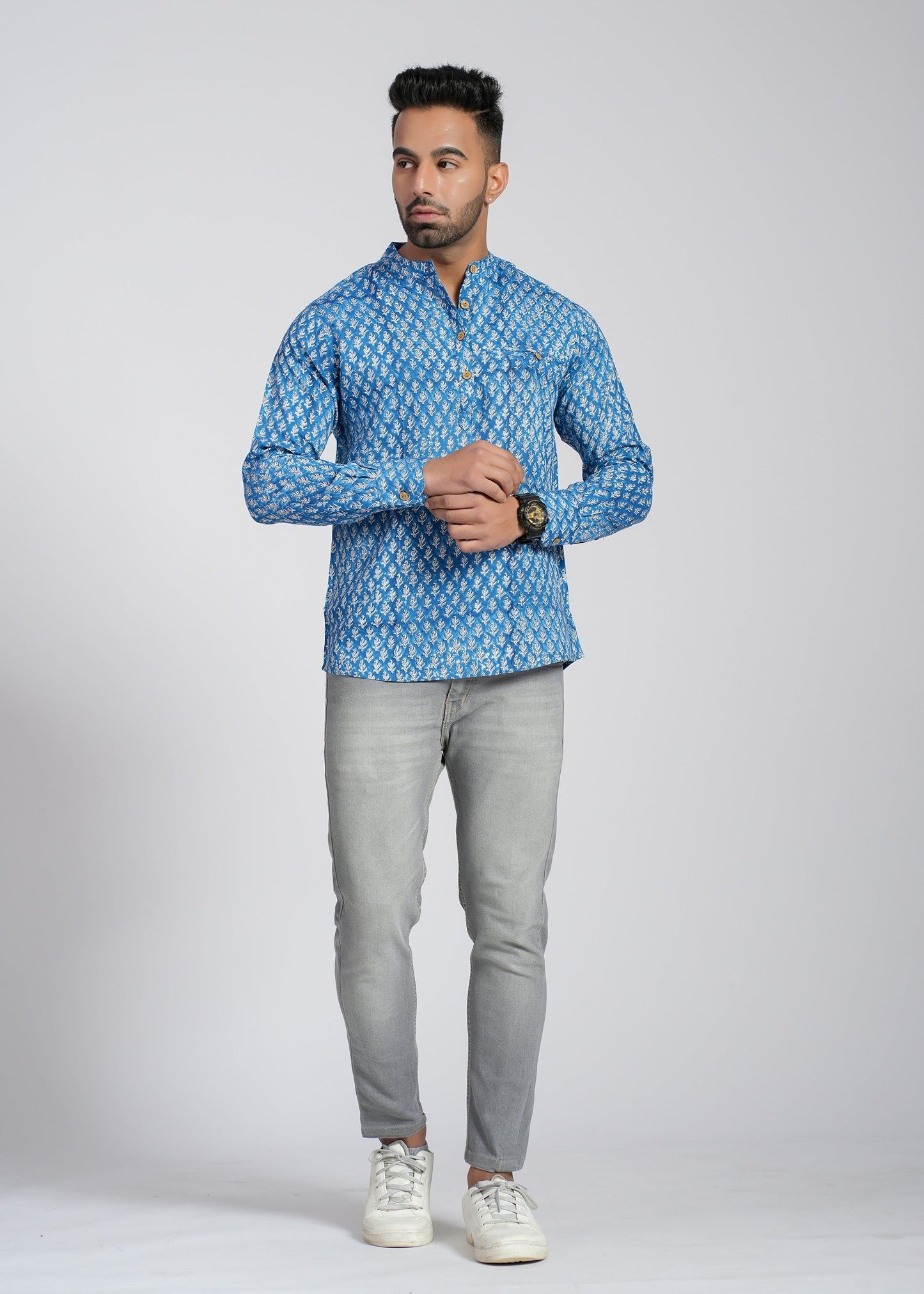 COTTON BLOCK PRINTED FULL SLEEVE SHIRT