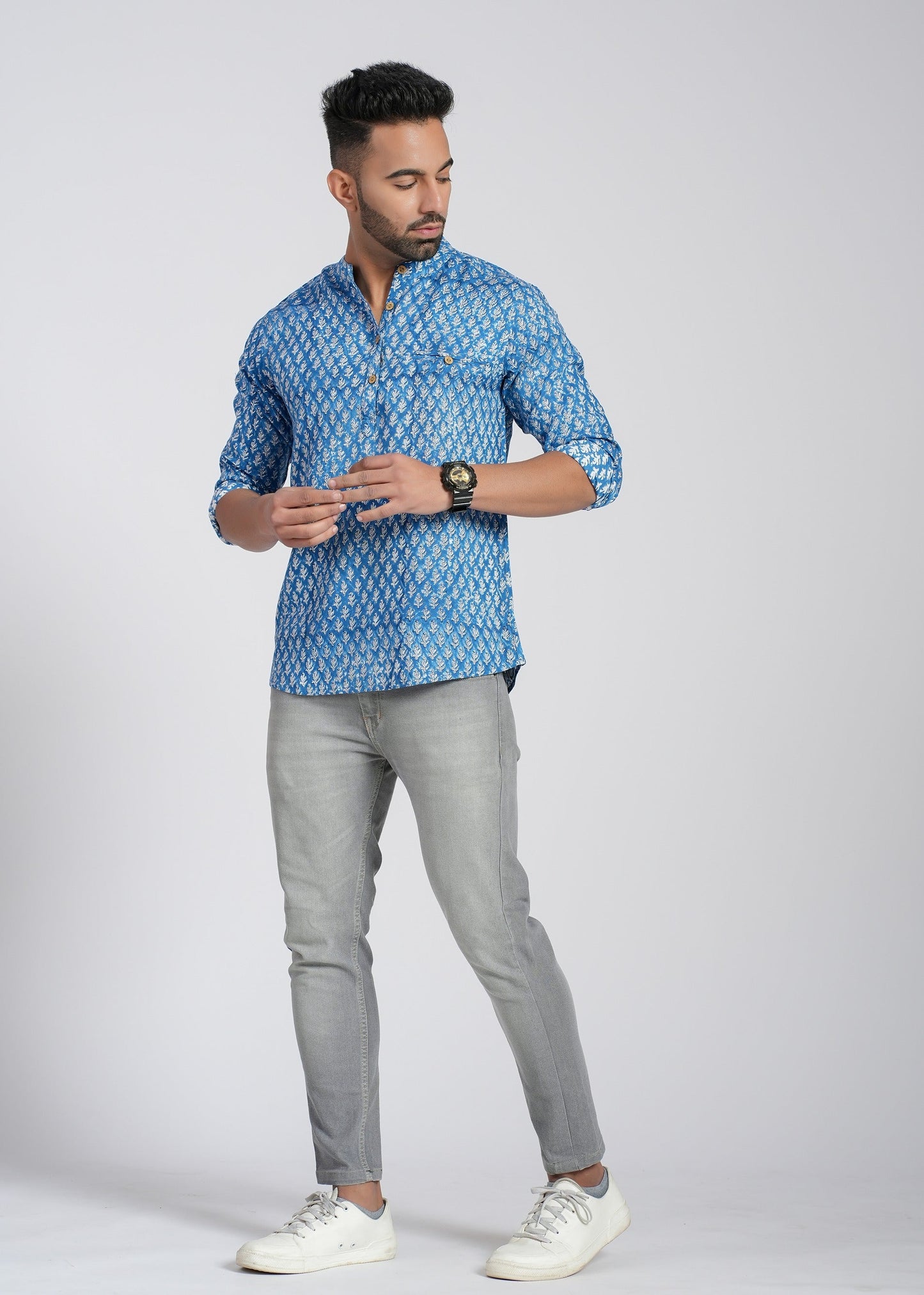 COTTON BLOCK PRINTED FULL SLEEVE SHIRT