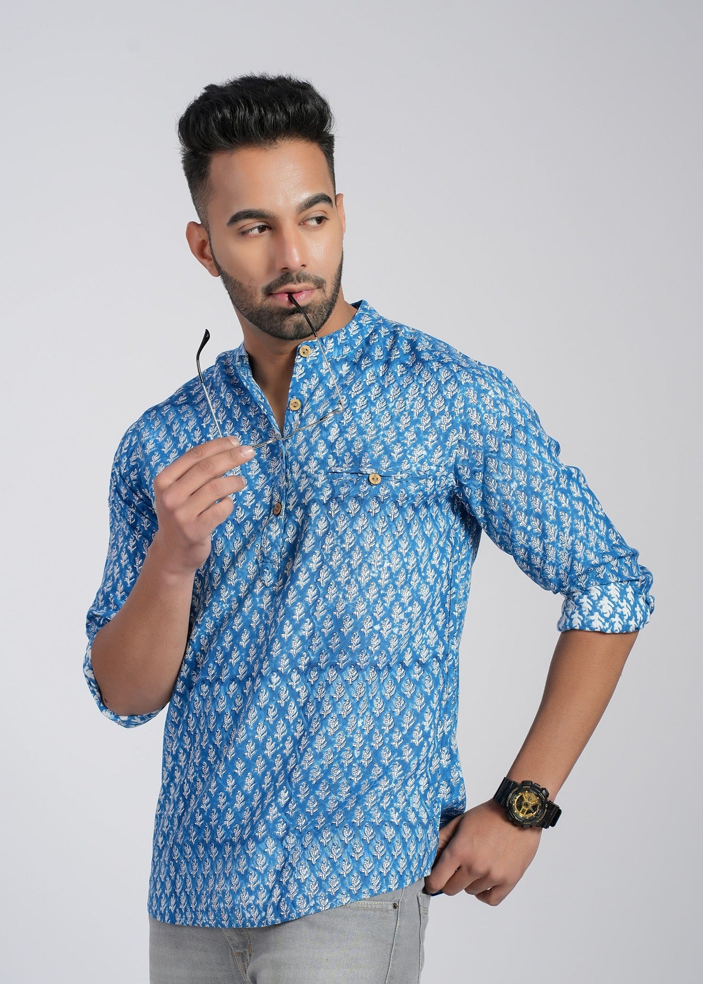 COTTON BLOCK PRINTED FULL SLEEVE SHIRT
