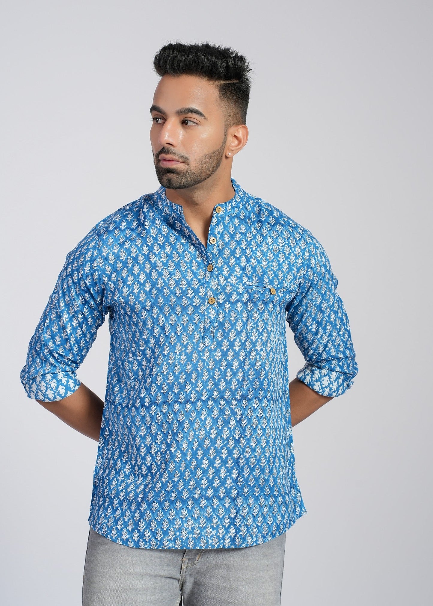 COTTON BLOCK PRINTED FULL SLEEVE SHIRT