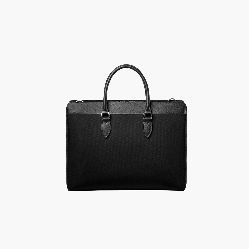 Alpha Leather-Trimmed Briefcase - Black