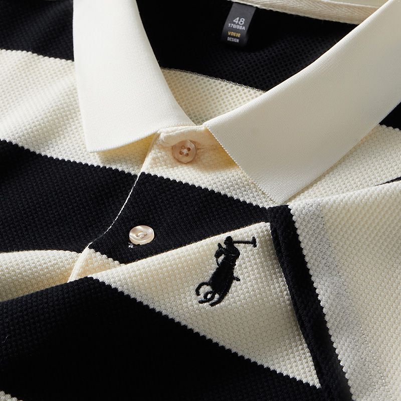 Elegant Regal Stride Polo T-Shirt: Timeless Elegance in Every Stripe