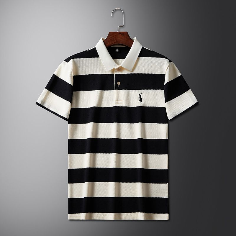 Elegant Regal Stride Polo T-Shirt: Timeless Elegance in Every Stripe