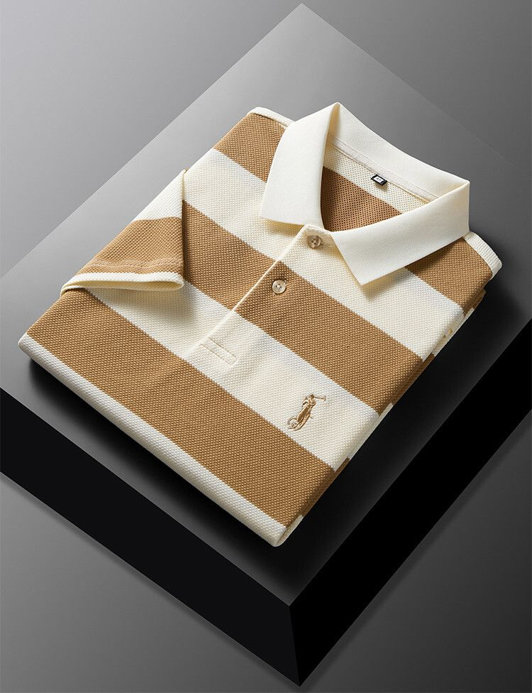 Elegant Regal Stride Polo T-Shirt: Timeless Elegance in Every Stripe