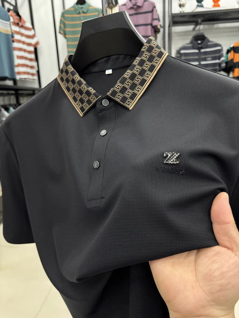 Elegant Dynamic Wave Polo T-Shirt: Effortless Motion in Every Thread