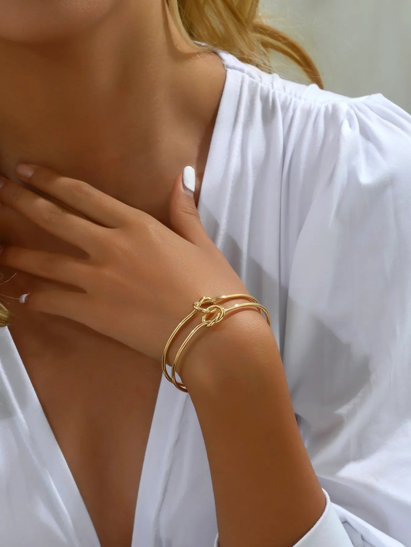 Casual Streetwear Gold Plated Alloy Women's Open Ended Bangle