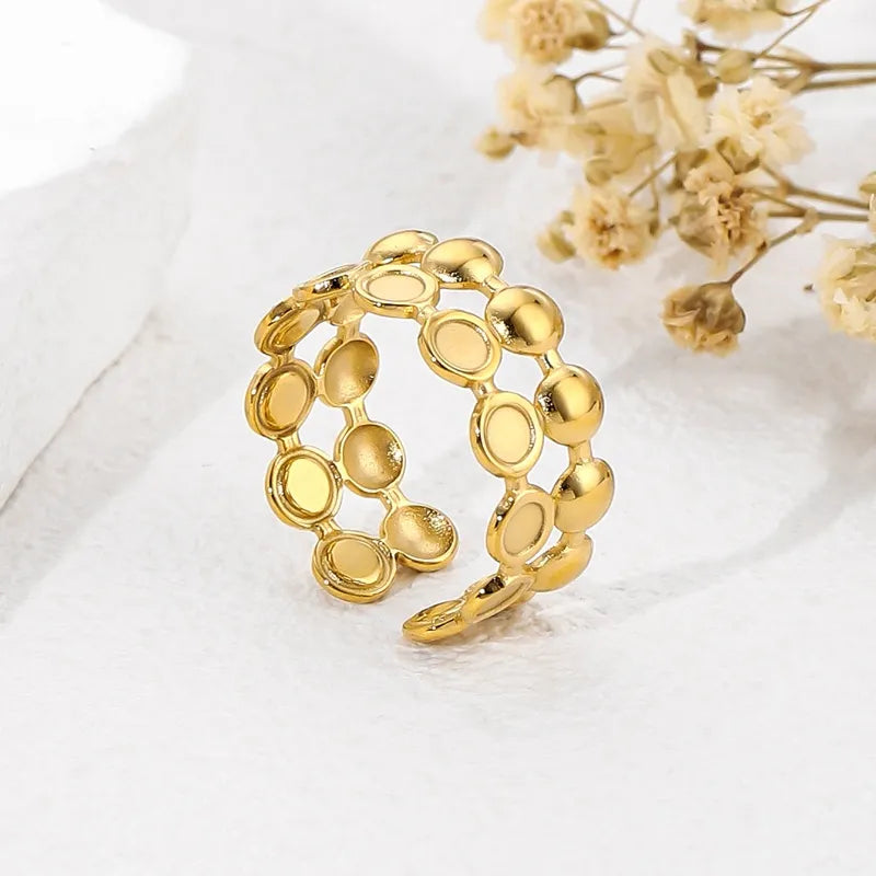 Classic Asymmetrical 18K Gold Plated Adjustable Anti-Tarnish Stainless Steel Ring
