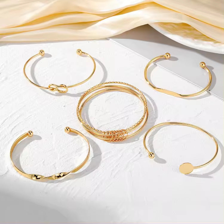 Combo Pack Of Five Gold Plated Open Adjustable Bangle Set