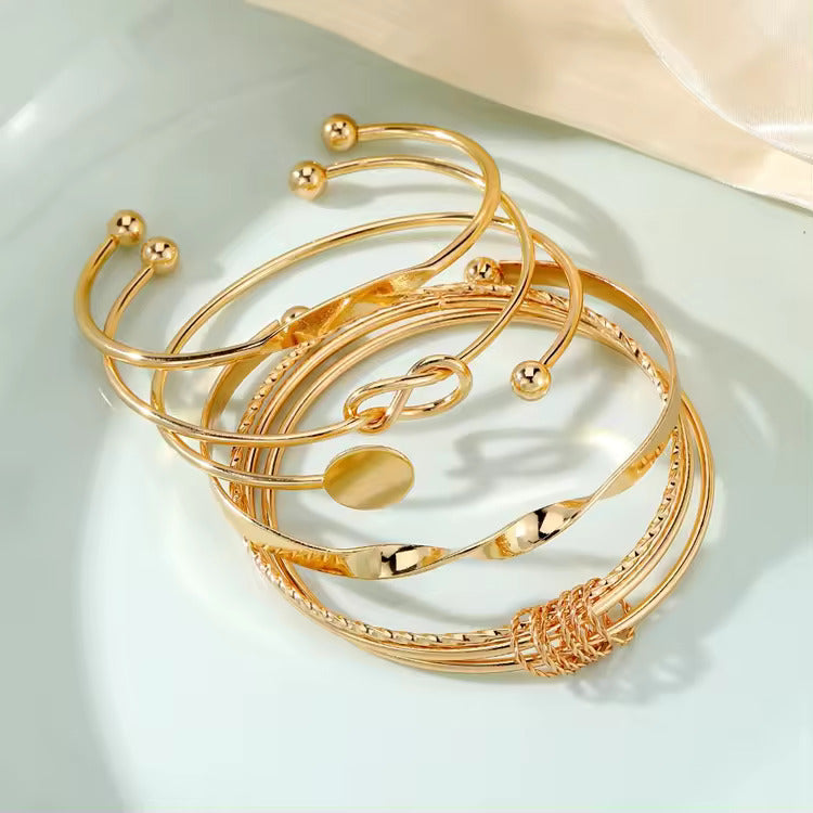 Combo Pack Of Five Gold Plated Open Adjustable Bangle Set