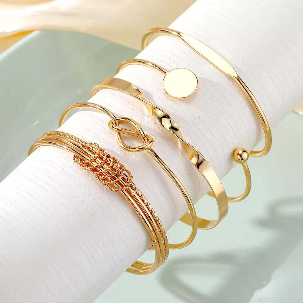 Combo Pack Of Five Gold Plated Open Adjustable Bangle Set