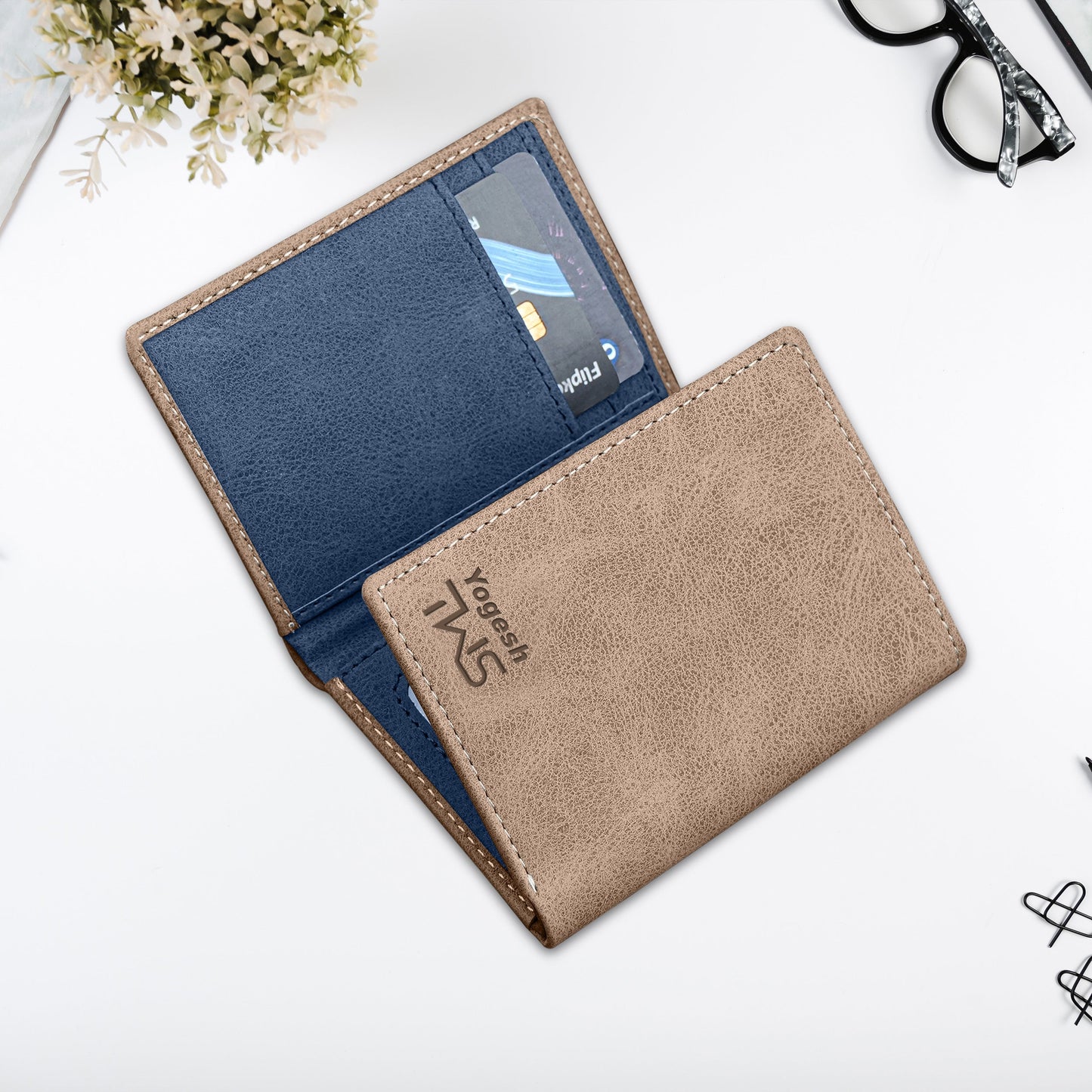 Executive Suede Leather Tri-Fold Wallet