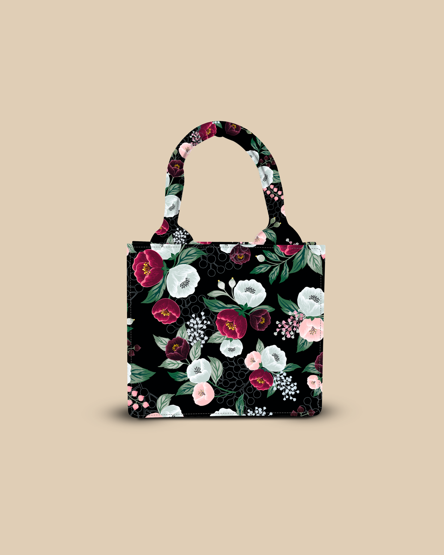 Customized Small Tote Bag Designed With Decorative Wild Peone Flowers