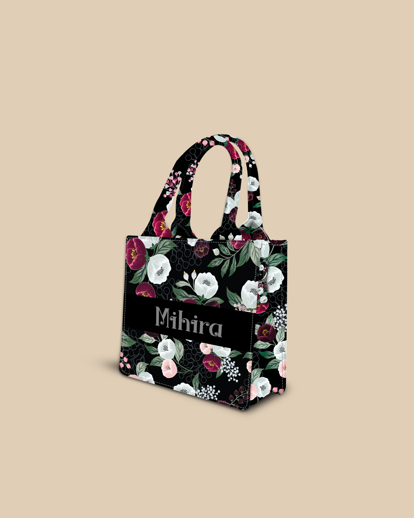 Customized Small Tote Bag Designed With Decorative Wild Peone Flowers