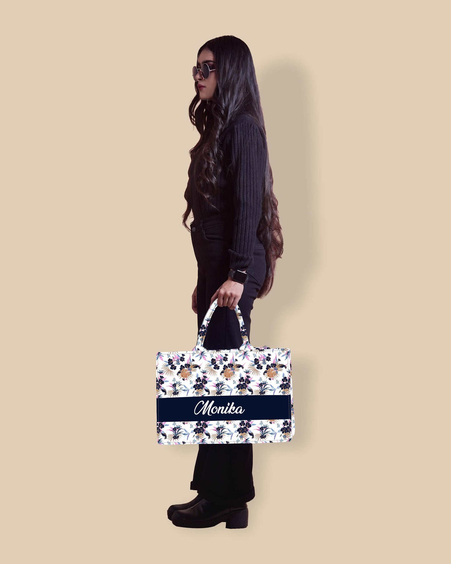 Customized Tote Bag Designed with Fresh Tropical Flowers And Exotic Forest Flowers