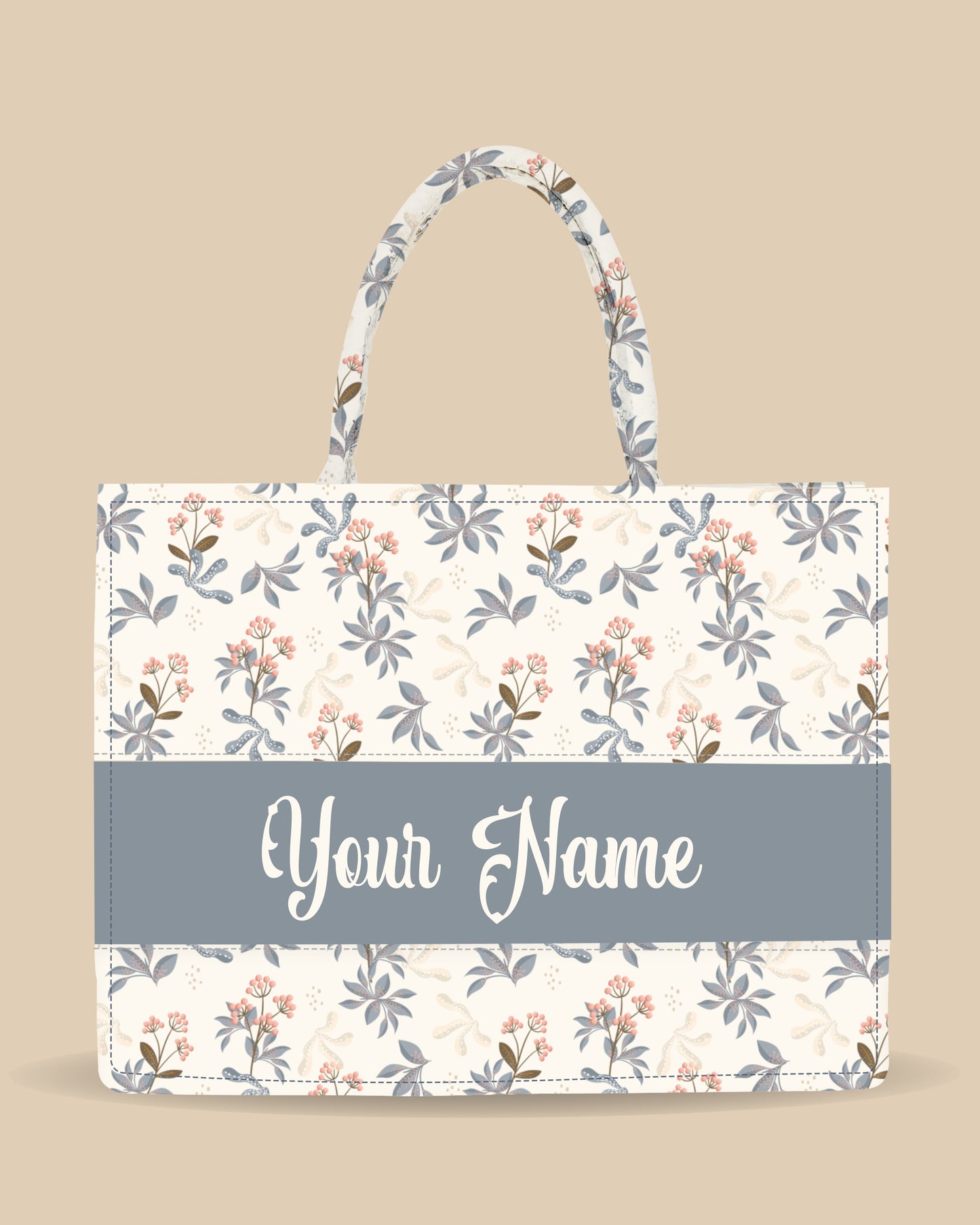 Customized Tote Bag Designed with Natural Berry And Leaves