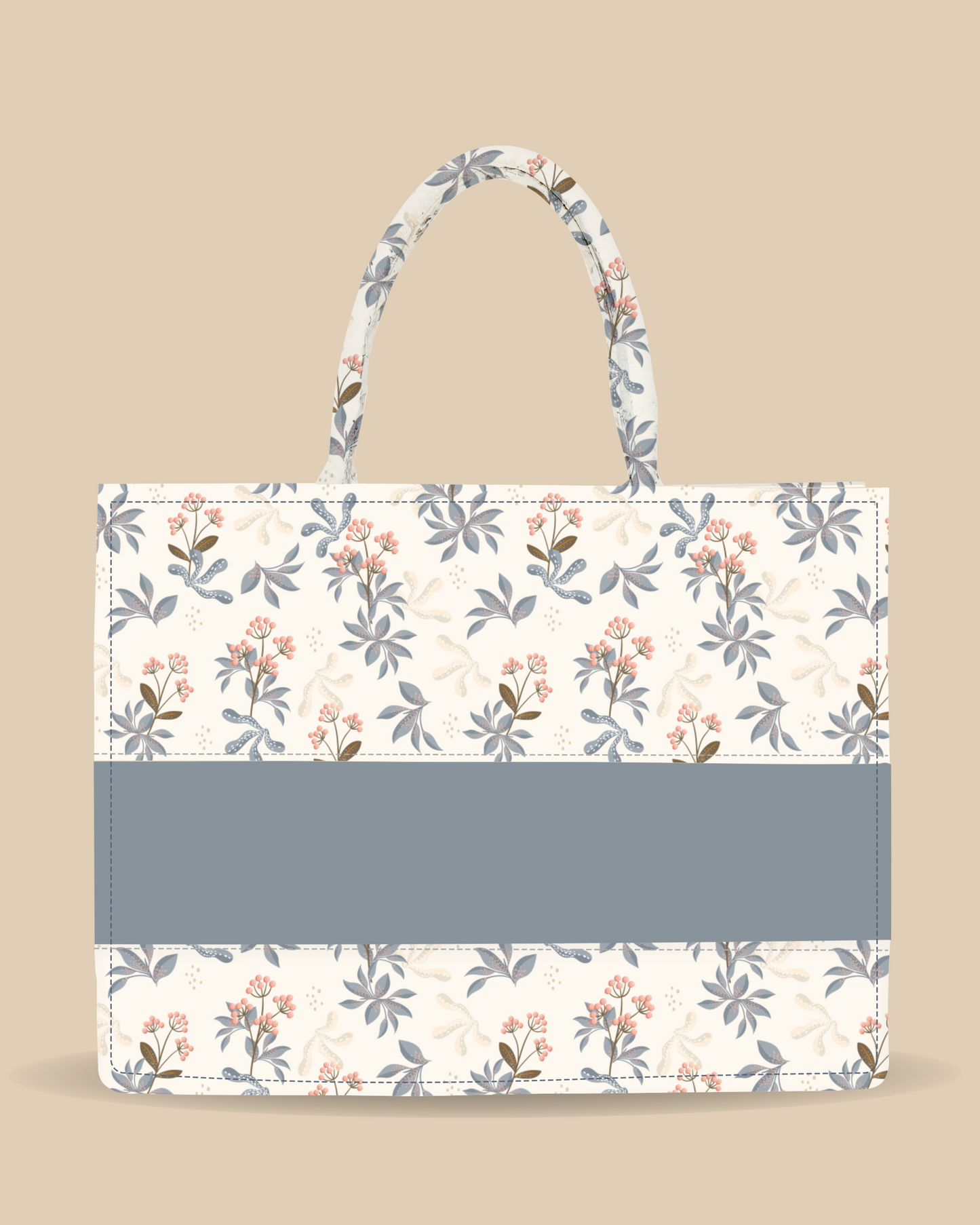 Customized Tote Bag Designed with Natural Berry And Leaves