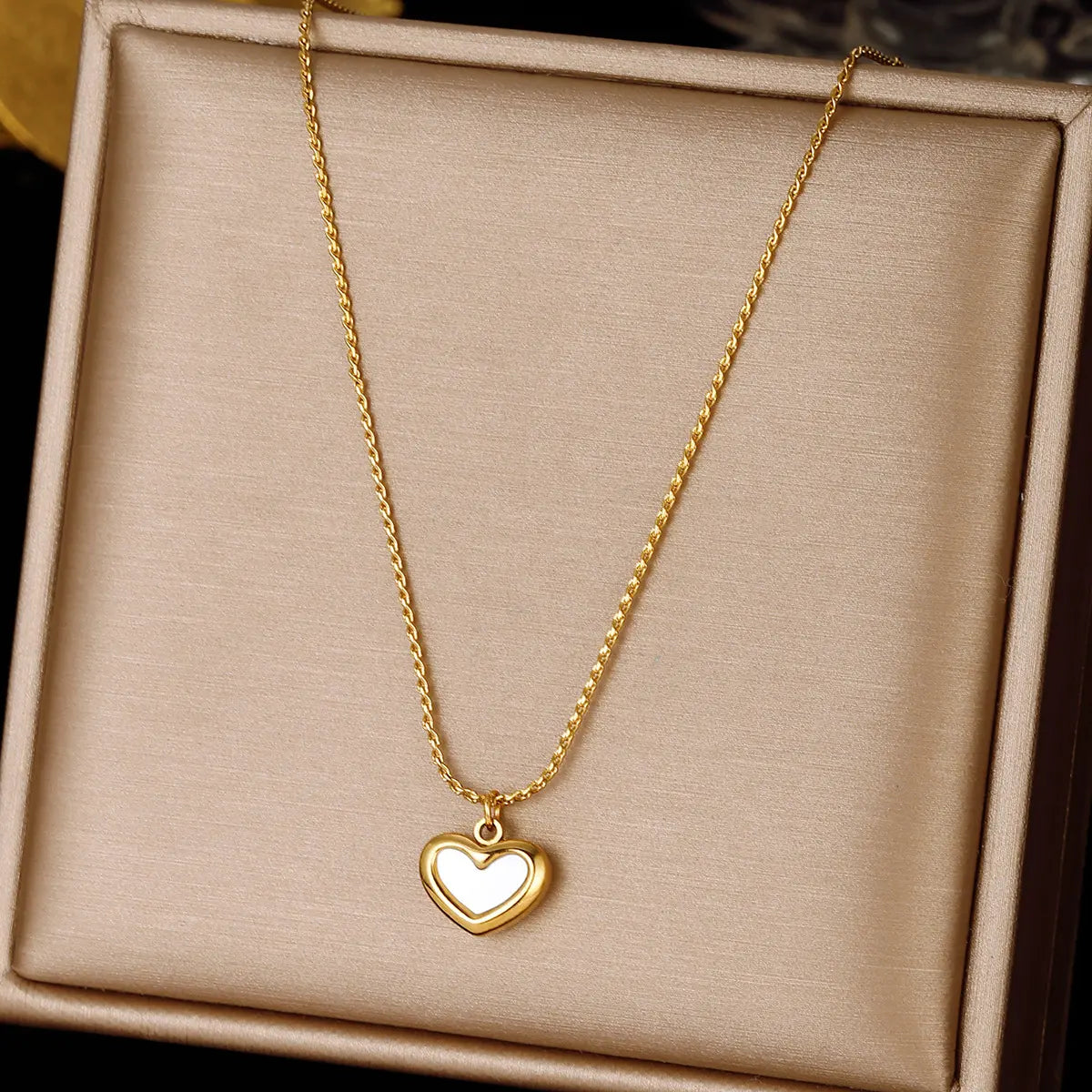 Cute Shell Love Heart 14K Gold Plated Stainless Steel Anti-Tarnish Necklace