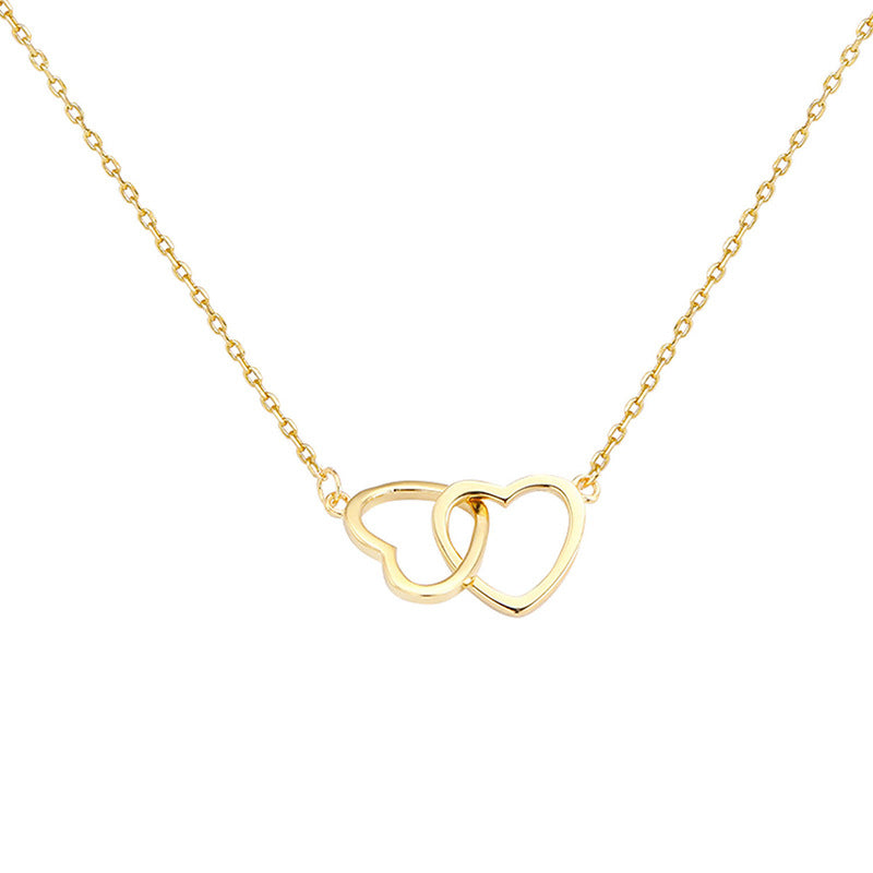 Double Love Heart Pendant 18K Gold Plated Stainless Steel Anti-Tarnish Necklace