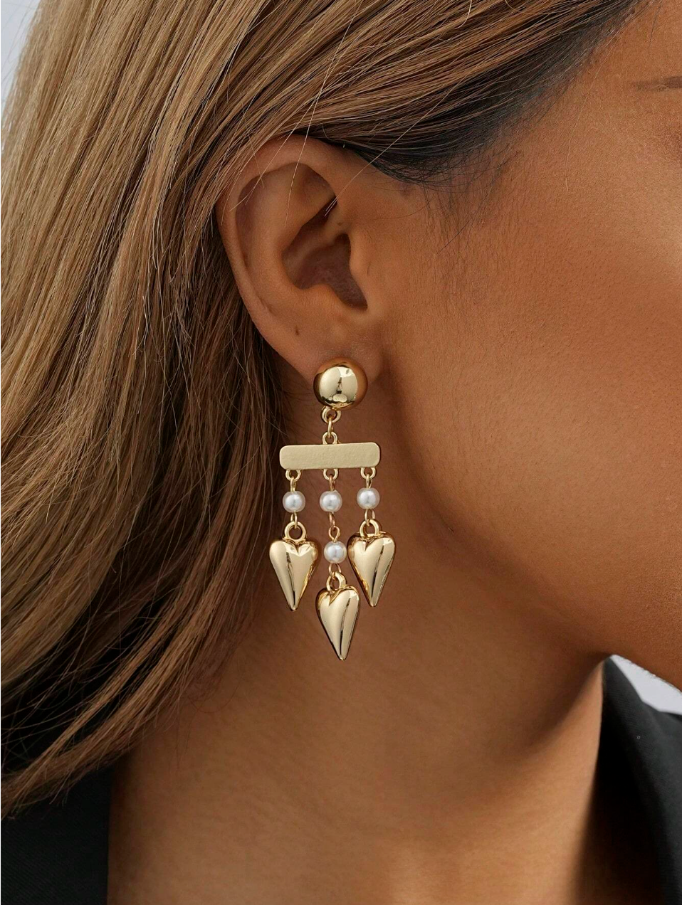 Gold Plated Long Pearl Drop Earring