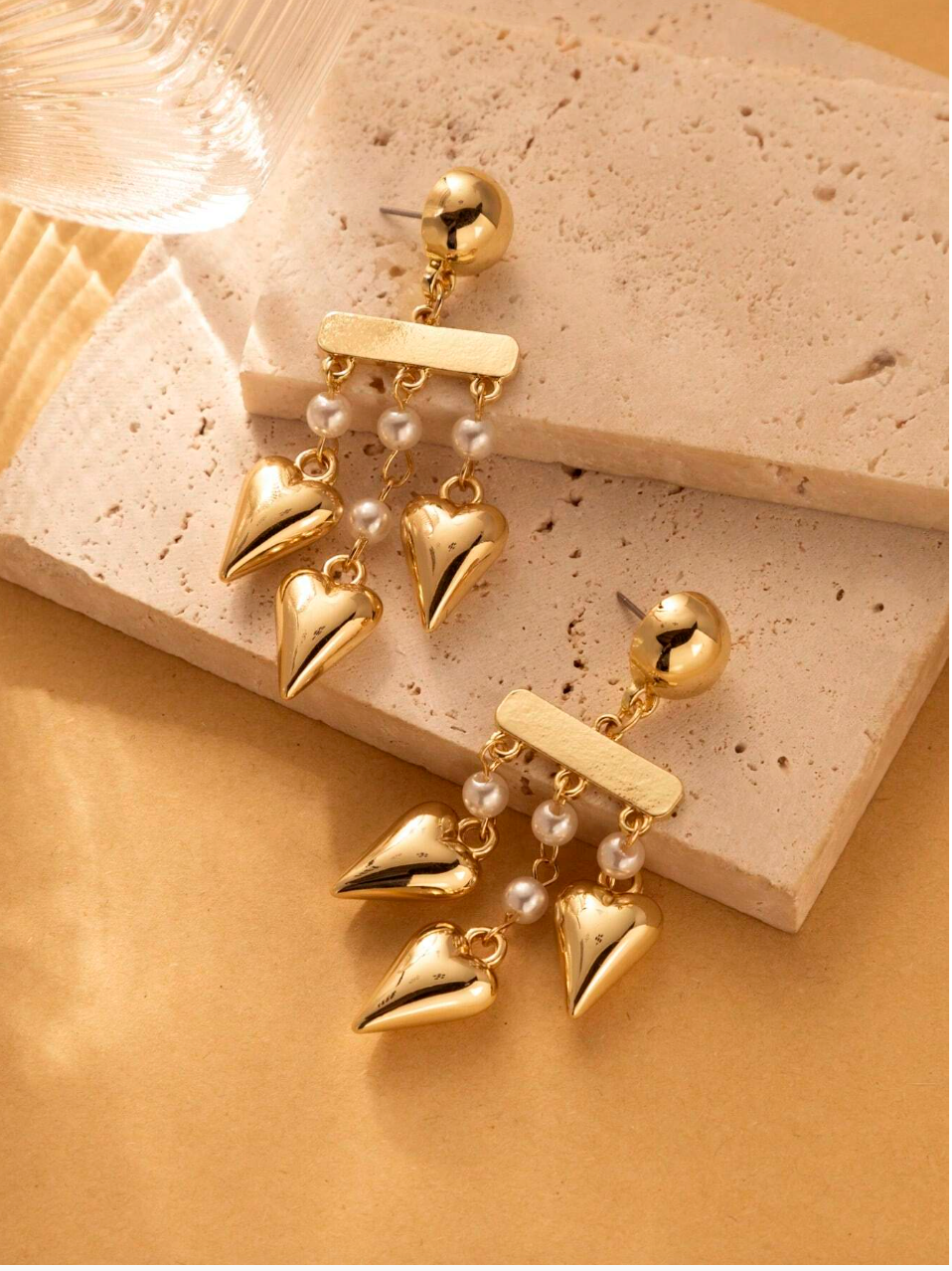 Gold Plated Long Pearl Drop Earring