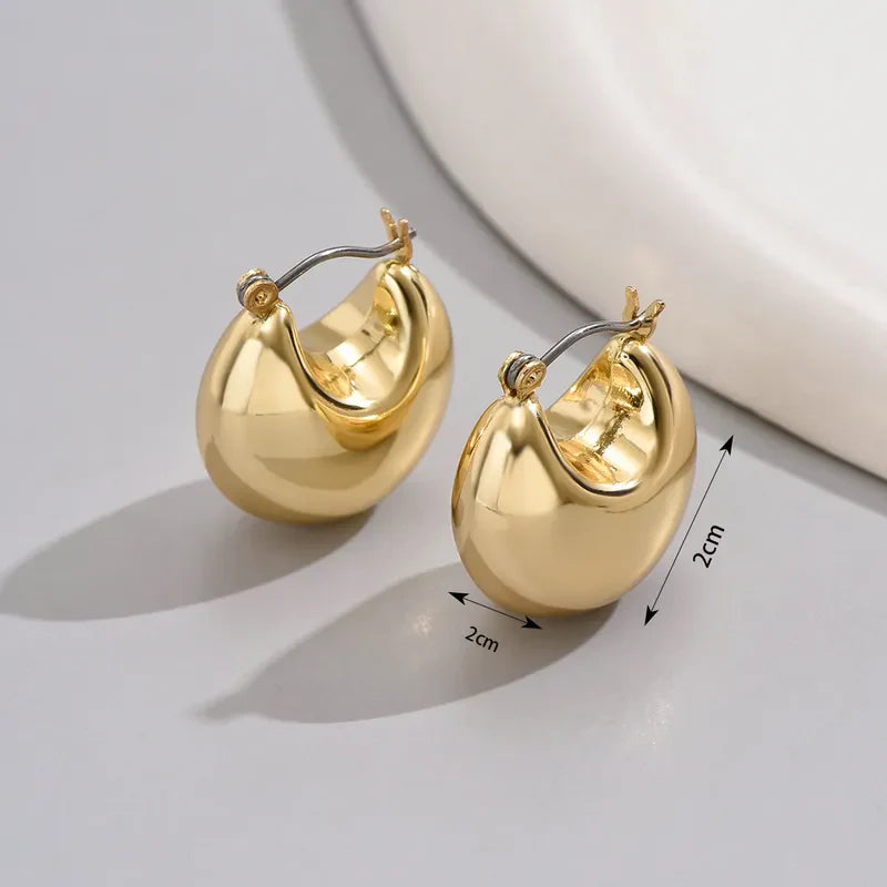 Gold Plated Retro Simple Style Solid Hoop Earring For Women