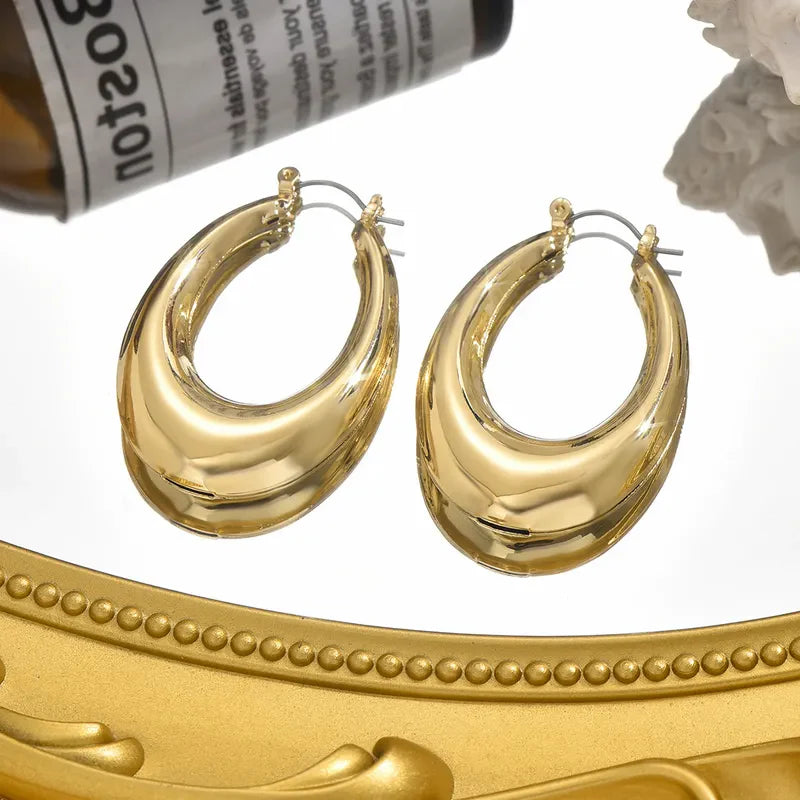 Gold Plated Simple Style U Shaped Hoop Earring For Women