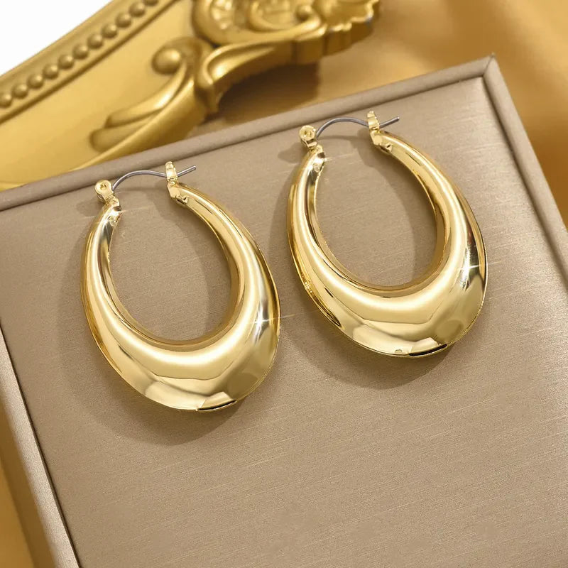 Gold Plated Simple Style U Shaped Hoop Earring For Women