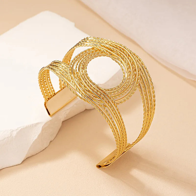Gold Plated Unique Designed Bangle Bracelet For Woman