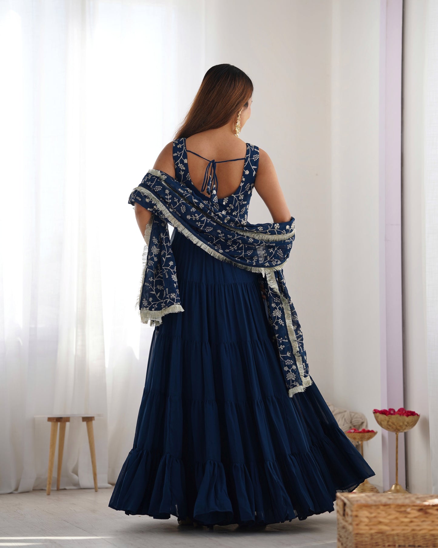 Premium Quality 5 Layers Blue Anarkali Suit Set