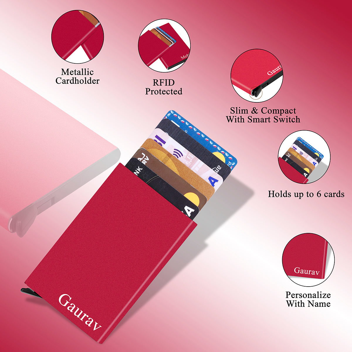Personalized RFID Protected Metal Card Holder