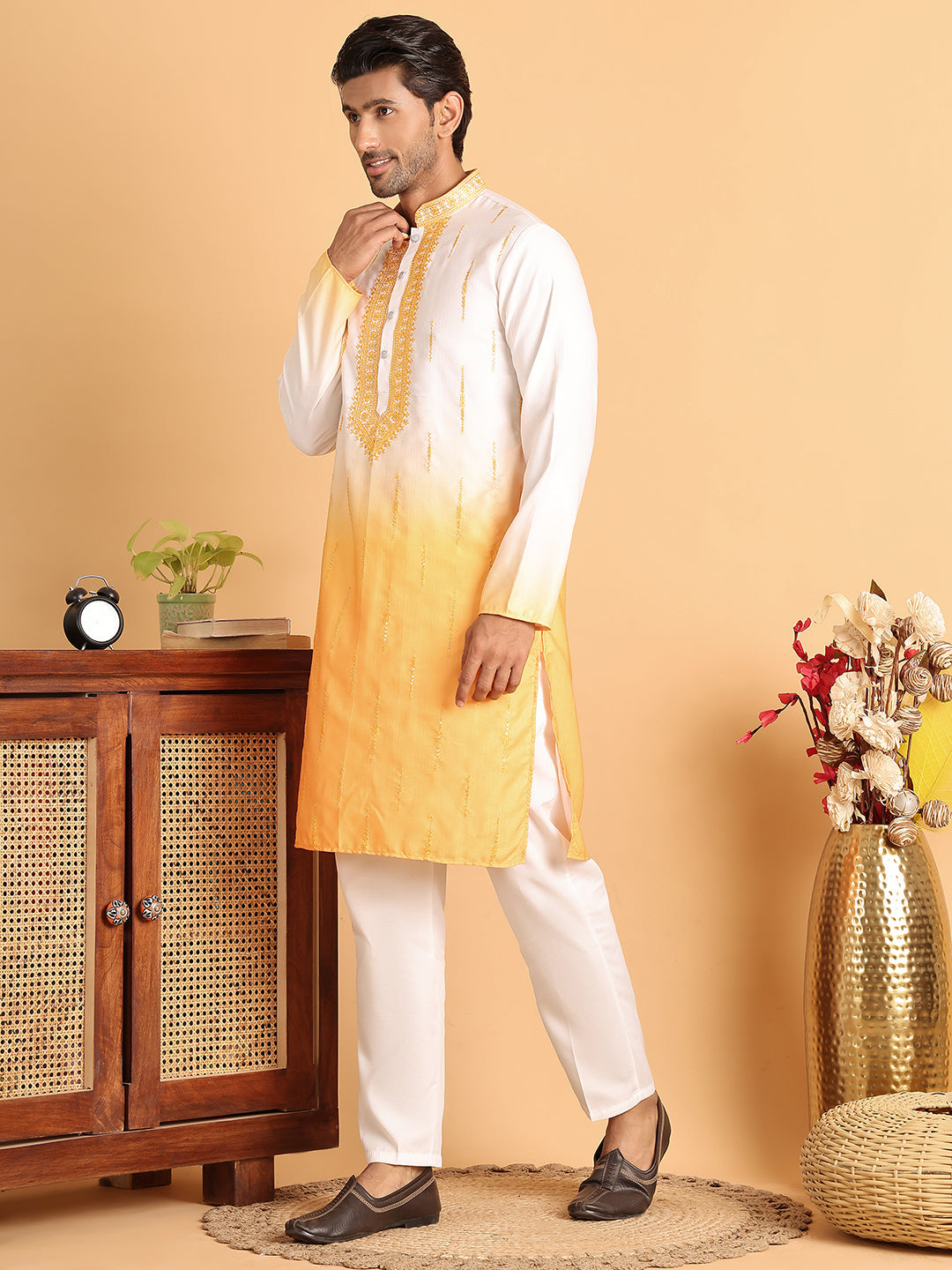 Ombre Printed Straght Kurta Pyjama for Men