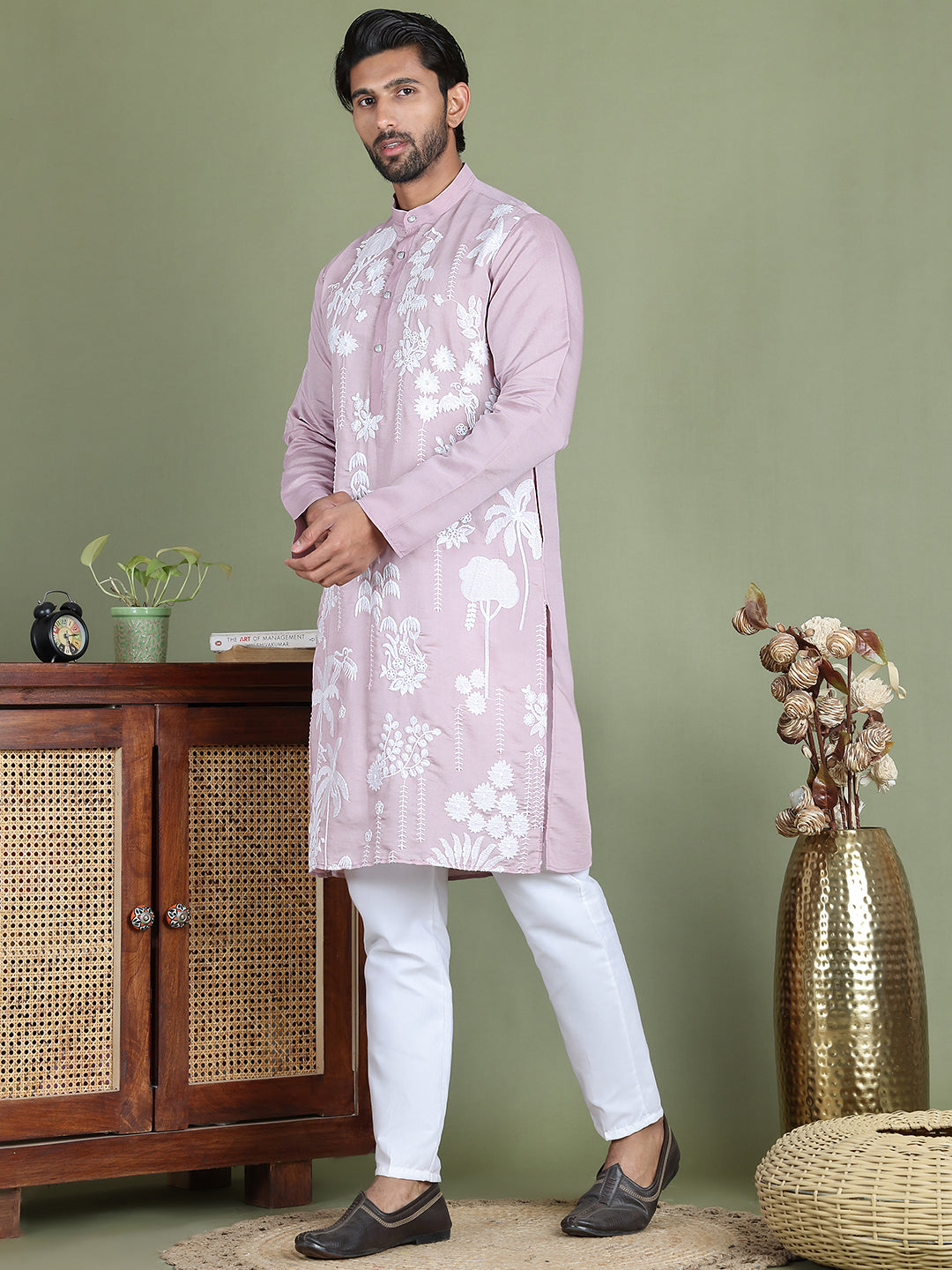 Embroidered Straight Kurta Pyjama Set