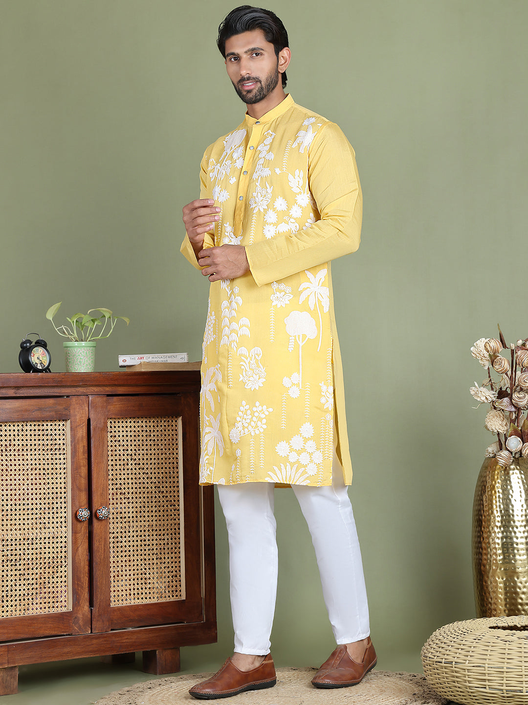 Embroidered Straight Kurta Pyjama Set