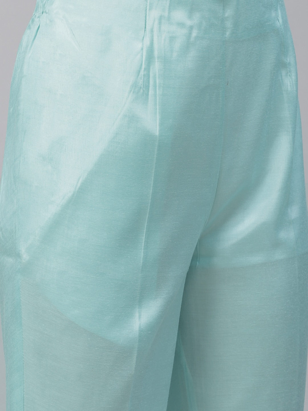 Women Turquoise Blue Embroidered Regular Sequinned Kurta with Trousers & Dupatta