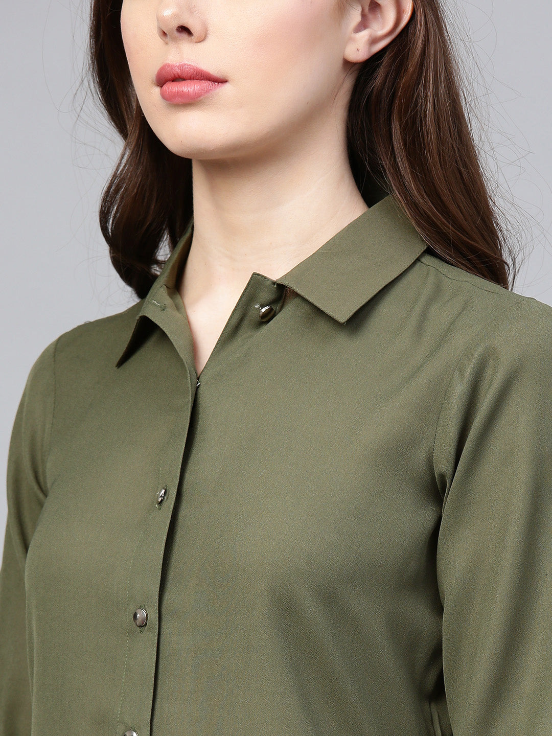 Jompers Women Olive Green Solid A-Line Kurta