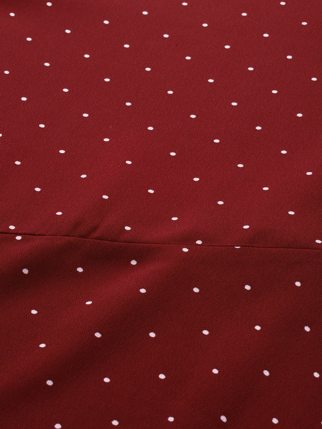 Jompers Women Maroon & White Polka Dots Print Bell Sleeves Anarkali Kurta