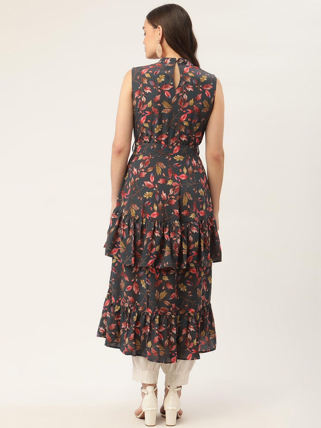 Women Grey Flared Printed kurta