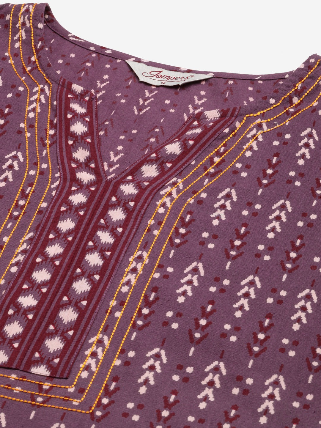 Women Purple Pure Cotton Ikat Printed Kurtas