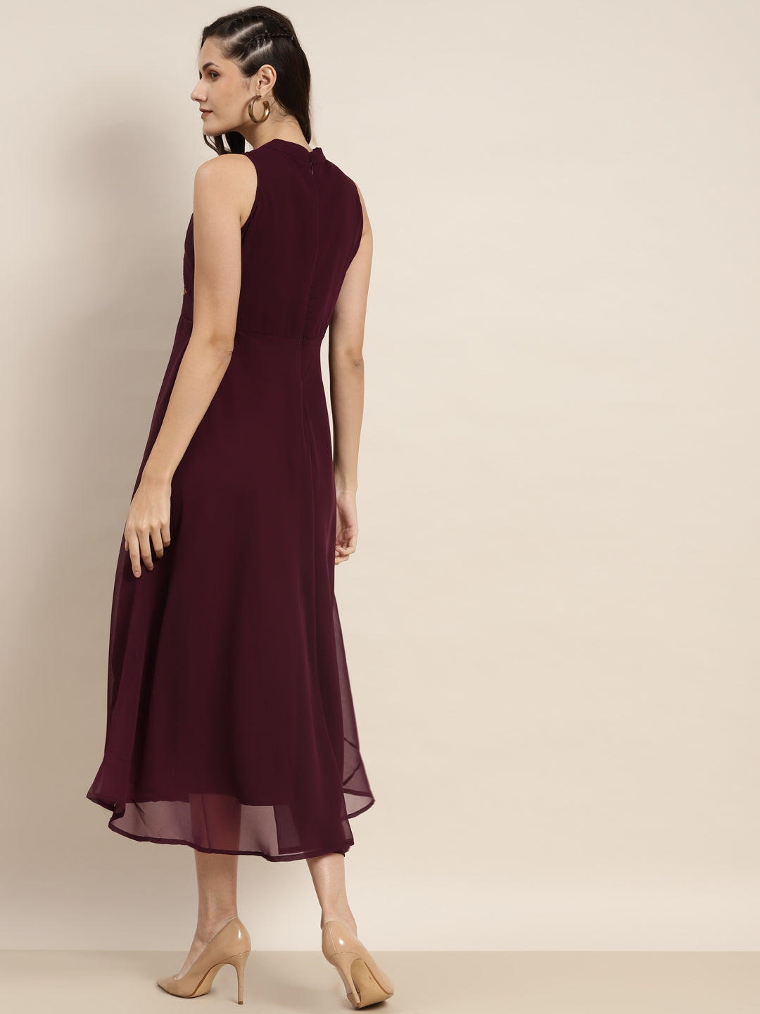 Embroidered A-Line Midi Women Dress