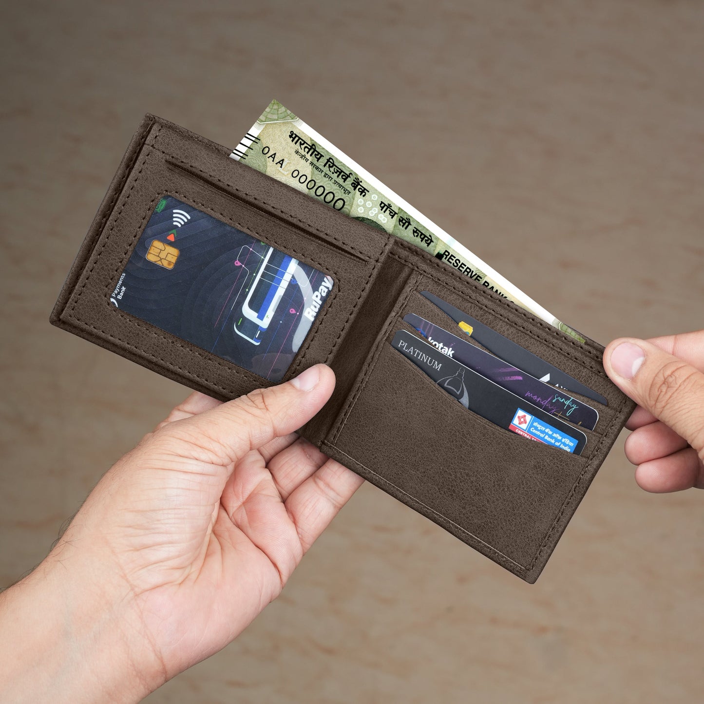 Elegance Bi-Fold Suede Leather Wallet