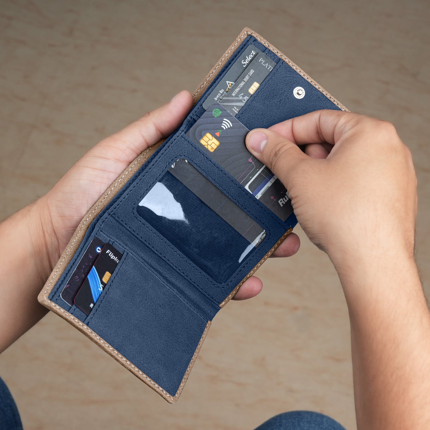 Executive Suede Leather Tri-Fold Wallet