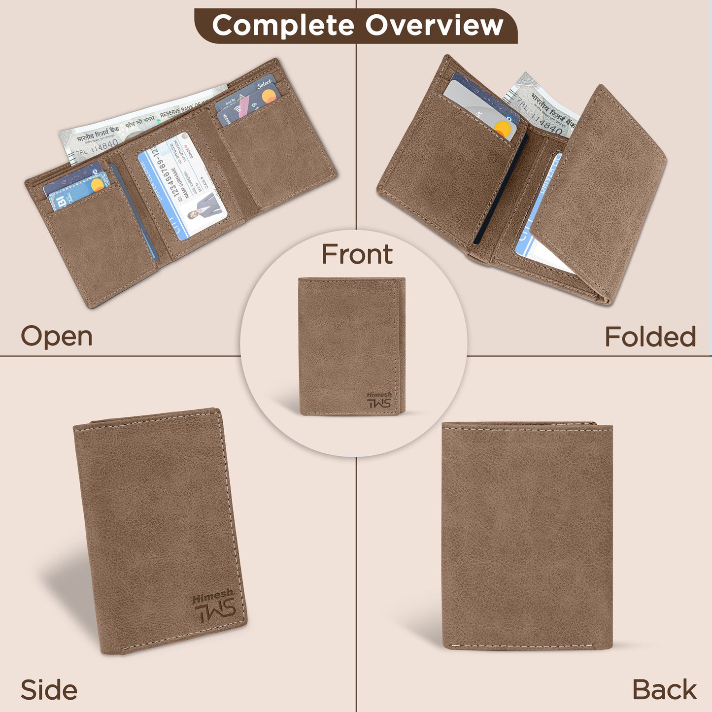Executive Suede Leather Tri-Fold Wallet