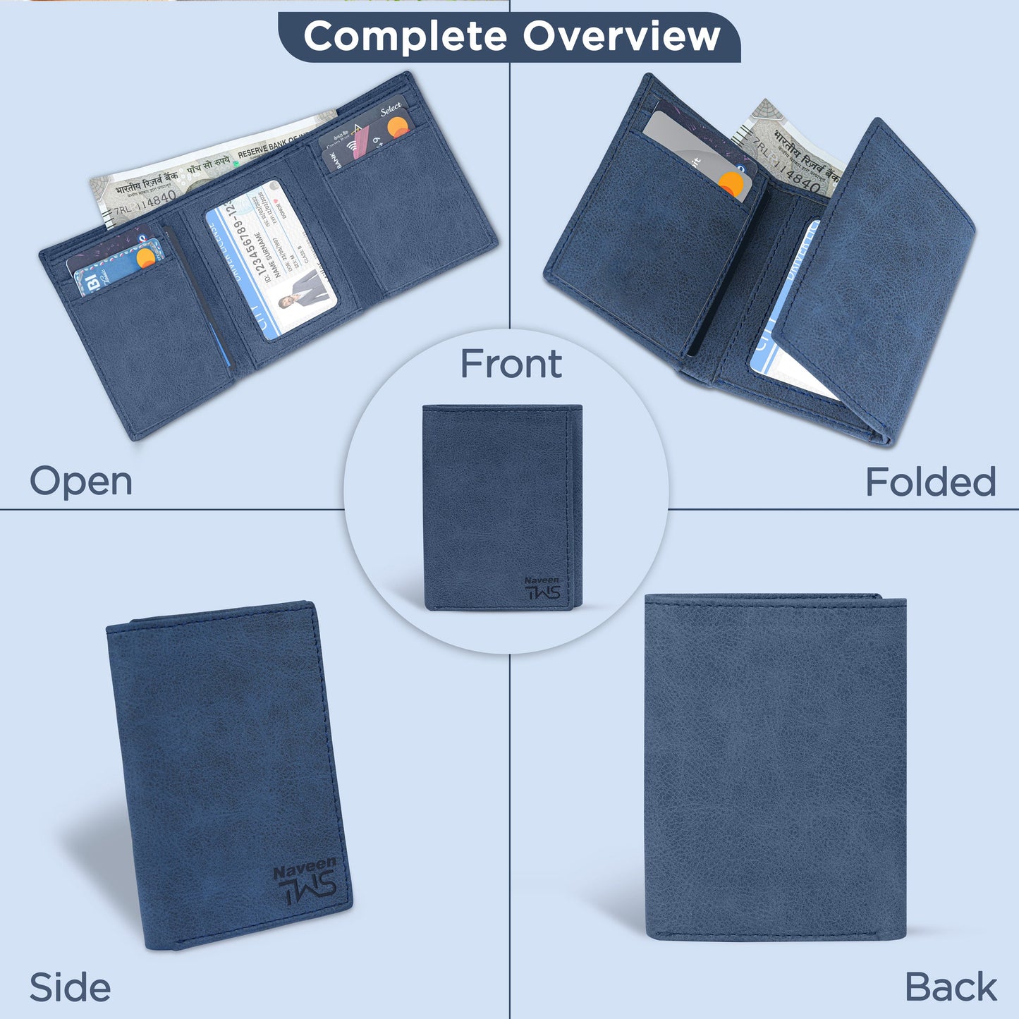Executive Suede Leather Tri-Fold Wallet