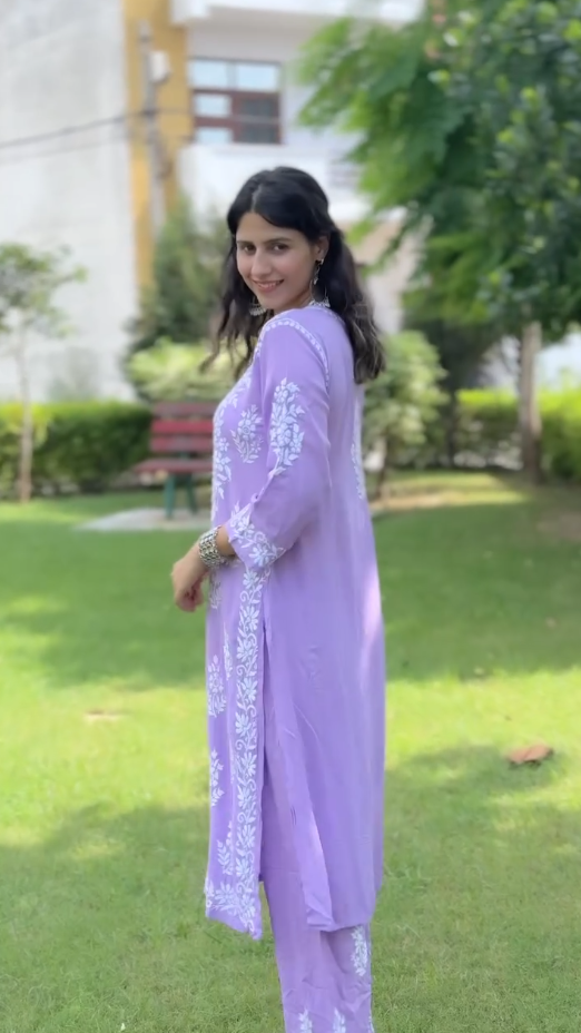 Chikankari Cotton Straight Kurta Set For Women