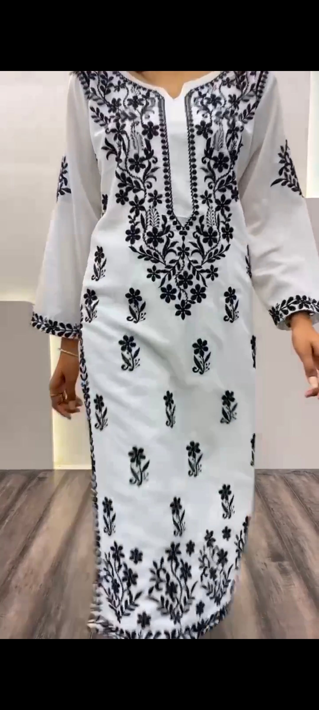 New CHIKANKARI EXCLUSIVE KURTI_PENT PAIR DESIGN(WHITE)