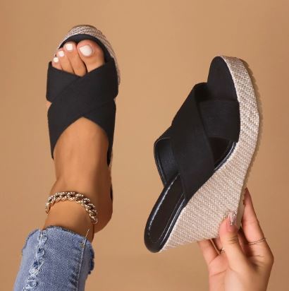 Elegant Step Black Wedges