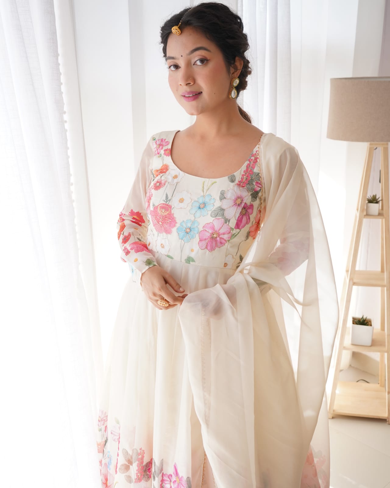 Creme Coloured Organza Suit
