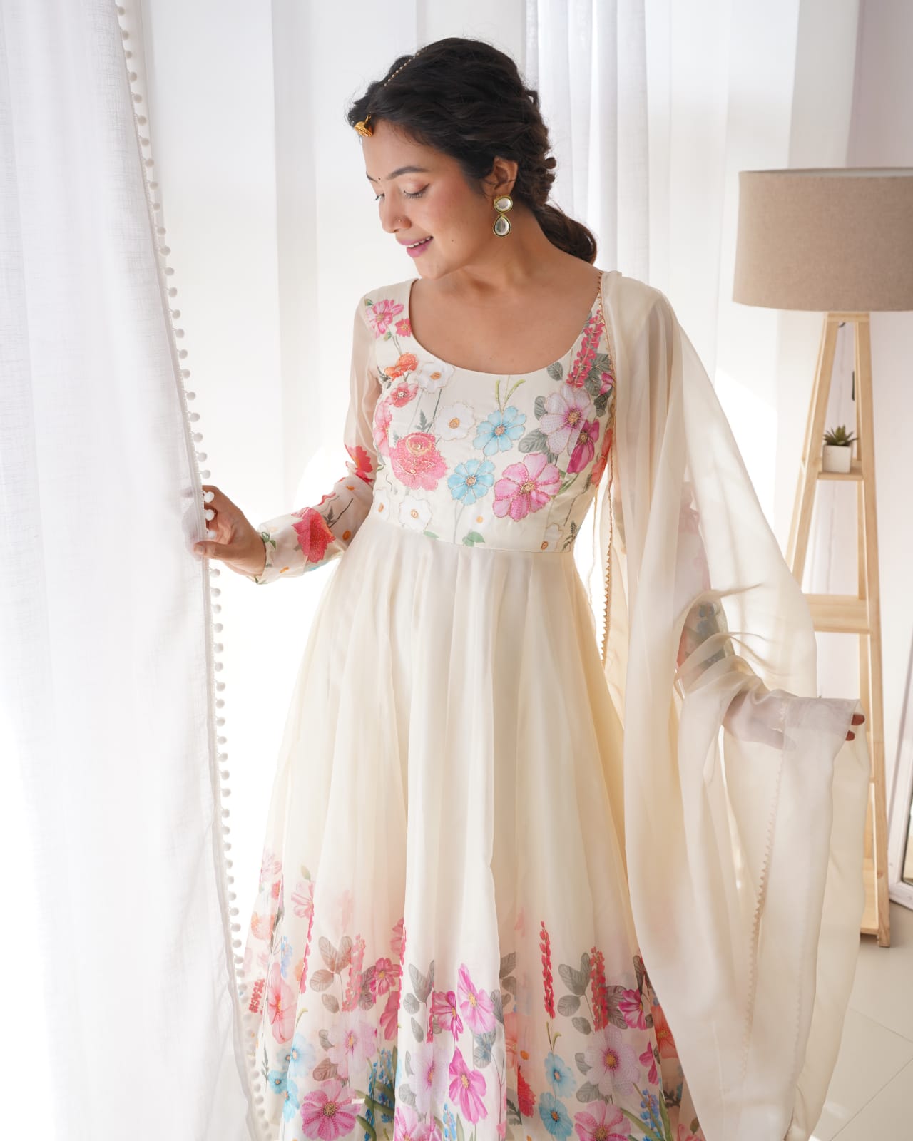 Creme Coloured Organza Suit